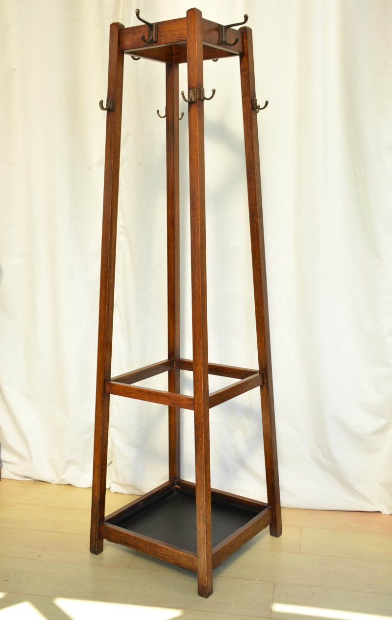 Antique English Arts and Crafts Hall Stand Coat Stand Rack - Image 5
